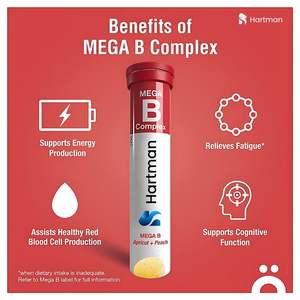 Mega Complejo B Efervescente 20 Tabletas Sabores a Albaricoque y Melocotón Apoyo Energético y de Bienestar para Adultos Mujeres Embarazadas - Product Image 2