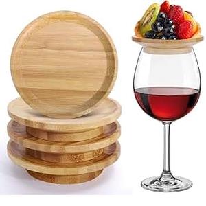 Plato de aperitivo de madera de la mejor calidad y cubierta de copa de vino hecho a mano diseño clásico plato de cóctel de bajo costo regalo de invitado de boda - Product Image 1