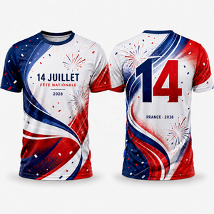 T-shirt personnalisé drapeau français, célébration du 14 juillet, la Fête de la Bastille, sublimation intégrale, souvenir national, t-shirt imprimé par sublimation - Product Image 3