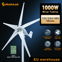 Éolienne SMARAAD 1000W avec contrôleur MPPT 12V 24V 48V Système d'énergie éolienne pour usage domestique Entrepôt UE