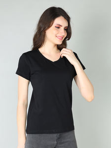 Haute qualité 100% coton été femmes col en v T-Shirt respirant décontracté à manches courtes blanc doux t-shirts nouvelle femme écologique - Product Image 4