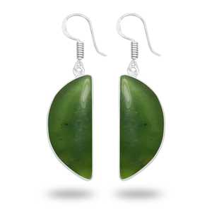 Boucles d'oreilles de créateur en laiton plaqué argent faites à la main, boucles d'oreilles en jade néphrite, pierre précieuse, magnifiques, classiques, pour les fêtes, bijoux de mode - Product Image 1