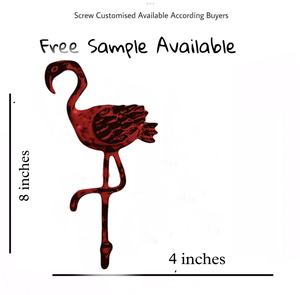 Sombrero de abrigo de pared de pájaro flamenco rojo hecho a mano y colgador de llavero diseño de hierro fundido desgastado - Product Image 2