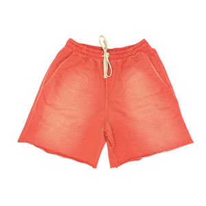 Pantalones cortos para correr de algodón 100% personalizados de la mejor calidad para hombre, ropa de calle con dobladillo crudo, estampado 3D de abullonado, pantalones cortos sólidos con lavado ácido de piedra desteñida al sol - Product Image 3