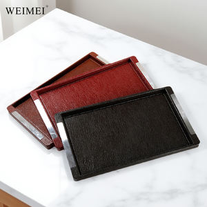 WEIMEI Classical Custom logo Pu Leather Black Brown Red <b>Jewelry</b> <b>Tray</b> Watch Display <b>Trays</b> for Ring Earring Necklace - Product Image 3