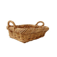 Panier en rotin Kubu gris blanc massif, écologique, naturel, pour usage alimentaire
