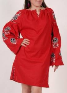 Robe longue décontractée en coton tissé naturel avec broderie, col en V fendu des deux côtés, lavable, vente en gros - Product Image 4