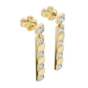 Boucles d'oreilles pendantes en diamant de laboratoire 1,1 CT, taille ronde VVS-VS EF, or 18 carats, 14 carats, 10 carats et argent 925, or rose, or jaune, or blanc - Product Image 6