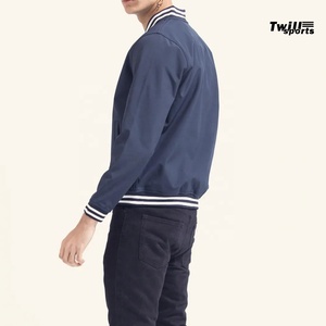 OEM Custom 2026 Navy Blue Varsity <b>Jackets</b> for Women White Leather Sleeves Stand High Street <b>Baseball</b> <b>Bomber</b> <b>Jacket</b> for Spring - Product Image 4