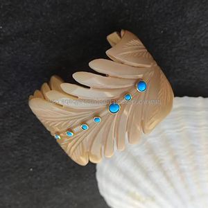 Eco-Friendly Polished Animal Style Ox Horn <b>Cuff</b> Bracelet with Pearls Unique Statement Jewelry for Ladies Art Collectible FWE - Product Image 5