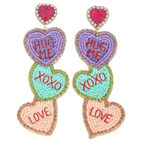 Pendientes de cuentas para el Día de la Madre, pendientes de cuentas en forma de corazón, joyería para el Día de la Madre, bordado en forma de corazón - Product Image 5