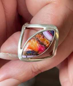 Fabriqué à la main naturel rose Dahlia Turquoise bague en pierres précieuses élégant en argent Sterling cadeau de mariage déclaration bijoux - Product Image 2