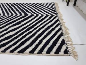 Mềm Benourain Ma-rốc Thảm Handmade Sọc Màu Trắng Và Màu Đen Ngựa Vằn Mô Hình Tùy Chỉnh Thảm Len Berber Khu Vực Thảm Tại Nhà Máy Giá - Product Image 2
