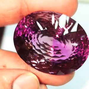 พลอยอเมทิสต์บราซิลตัดด้วยเลเซอร์รูปไข่38มม. อัญมณีหลวมๆ132ชิ้นจากธรรมชาติ - Product Image 2