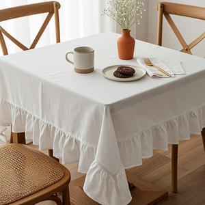 Nappe écrue taille unique pour tables à manger tissu polyester pour hôtels fêtes et rassemblements 140x180cm 55x70 pouces - Product Image 4