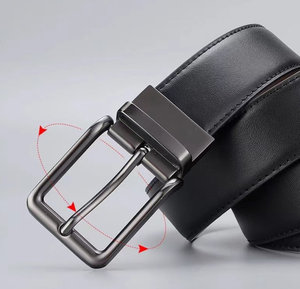 Cinto Masculino de Couro Genuíno com Listras Dupla Face, Estilo Sofisticado e Popular, com Fivela Giratória para Uso Diário - Product Image 6