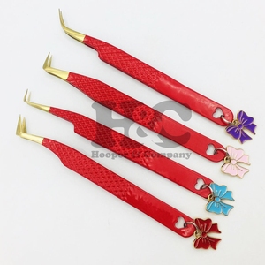 Pinces professionnelles en acier inoxydable, forme de cœur, rouge, avec nœud, pour extensions de cils, logo et emballage personnalisés, anti-magnétiques, en vison - Product Image 6