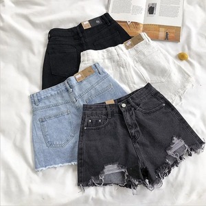 2025 Premium été taille haute en détresse Denim Shorts pour femmes personnalisé décontracté lavé avec élégant nœud et Rivet décoration - Product Image 5