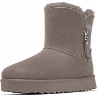 Bottes d'hiver pour femmes en faux daim doublées de fourrure, avec fermeture éclair latérale, plateforme, bottines chaudes, chaussures décontractées d'extérieur