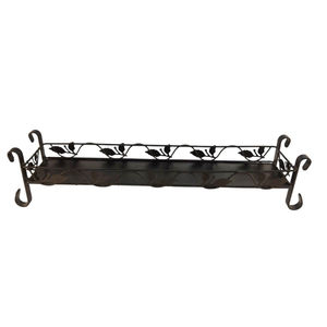Support de plante suspendu en métal noir de qualité supérieure, porte-plante en fer, support de pot pour garde-corps de fenêtre avec motif de feuilles pour balcon extérieur - Product Image 1