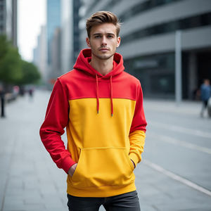 Sudadera con capucha de manga larga con hombros descubiertos bordados de invierno para hombre 500 GSM poliéster polar de peso pesado - Product Image 4