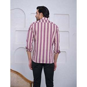 100% Cotton Printed Casual <b>Dress</b> Shirts for <b>Men</b> Full Sleeves Stand Collar Woven Poplin & Satin Fabric Sizes XL to 6XL - Product Image 5