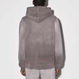 Sudadera con capucha de lavado ácido con gráfico personalizado de 500 Gsm de alta calidad para hombre, chándal recortado con estampado de hojaldre y bordado desgastado, conjuntos de sudadera 3D - Product Image 3