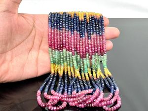 High Quality Natural Multi Sapphire <b>Stone</b> <b>Beads</b> Rondelle Shape Super Quality for Pen <b>Beads</b> Third Party Certified Mehrajudin Gems - Product Image 2
