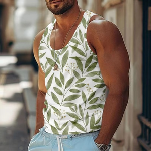 3D imprimé feuille géométrie débardeurs pour homme couleur dégradé motif t-shirts été décontracté gilet surdimensionné sport rue débardeur - Product Image 5