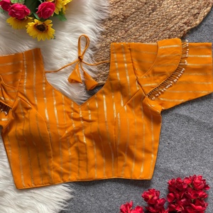 Elegante blusa de seda Georgette con cuello en V Corte único Mangas de pasta Espalda abierta Estilo formal de verano - Product Image 2