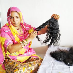 Máquina de cabello humano natural Paquete de trama doble Cutícula sin procesar Cabello humano indio virgen alineado - Product Image 3