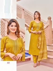 Soie romaine lourde avec broderie et travail manuel avec ensemble de dupatta kurti en soie - Product Image 5