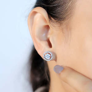 NOVAMART Fine Zarkan Solitary 925 <b>Silver</b> <b>Studs</b> Gold Plated Charm Earrings Wholesale Export - Product Image 1