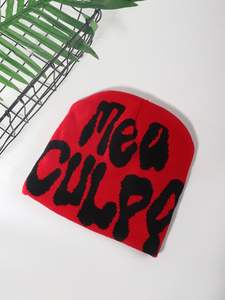 Gorro de invierno de punto Jacquard sin puños con estampado de logotipo completo Y2K personalizado al por mayor 2025 - Product Image 6