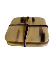 Posavasos cuadrados de cuerno de suministro de fábrica al por mayor, utensilios de cocina hechos a mano, posavasos de té de cuerno Natural de mesa, Juego de 4 alfombrillas y almohadillas - Product Image 2