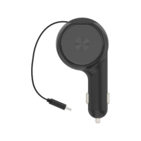 Chargeur de voiture rétractable, chargeur de voiture 3 en 1 à charge rapide 60W USB C avec câble de charge rapide intégré Type C 30W