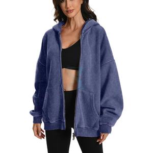 Fabricant personnalisé de sweats à capuche à fermeture éclair délavés à l'acide pour femmes vêtements professionnels et pile de pantalons de survêtement ensemble de tenues pour femmes taille OEM - Product Image 2