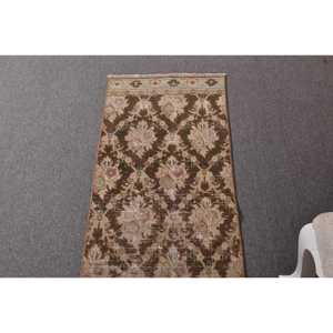 Turkish Rug, 1.8x9.6 ft Runner Rug, <b>Brown</b> Purple <b>Wool</b> Rug - Product Image 4