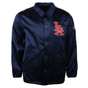 Custom Embroidered Logo Bomber Jacket Windbreaker Coat for Men <b>Vintage</b> Royal Satin Stand Coaches Jacket 100% <b>Nylon</b> for Winter - Product Image 1