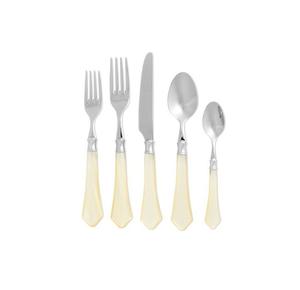 Ensemble de couverts 5 pièces en acier inoxydable durable avec poignées écologiques blanc ivoire Design américain de luxe Best Sellign - Product Image 1