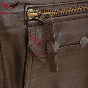 <b>Mens</b> Real Dark <b>Brown</b> <b>Leather</b> Field <b>Jacket</b> Stand Collar Cowhide Coat Shoulder Epaulets Cargo Pockets Custom Classic Warm Outwear - Product Image 3