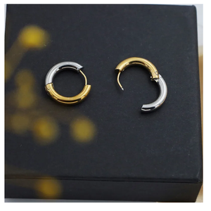 Pendientes de gota de acero inoxidable con contraste Circular de moda para hombres y mujeres, joyería ahuecada - Product Image 4