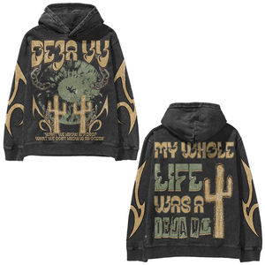 Sweats à capuche vintage de haute qualité pour hommes, streetwear lourd en coton, nouvel arrivage 2025, logo personnalisé - Product Image 5