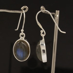 Labradorite Gemstone <b>Earrings</b> 925 <b>Solid</b> Sterling <b>Silver</b> Oval Shape <b>Earrings</b> for Women & Girls Dangle <b>Earrings</b> <b>Silver</b> Jewelry - Product Image 6