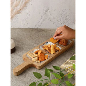 Plato de postre grande de madera para hotel con 3 compartimentos, ideal para dátiles y aperitivos, artículos de mesa elegantes para servir - Product Image 3