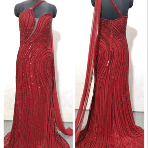 Vestido de Baile Casual Largo hasta el Suelo con Escote Profundo en V, Diseño Sexy con Abertura en la Espalda, Bordado de Lentejuelas y Terciopelo - Vestido Elegante para Mujer - Product Image 1