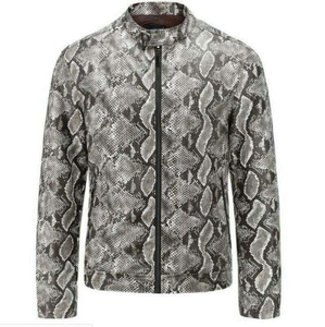 Chaqueta de Invierno de Cuero con Estampado de Serpiente para Hombre, Estilo Casual, Moderno y de Alta Calidad, Aspecto Lujoso - Product Image 1