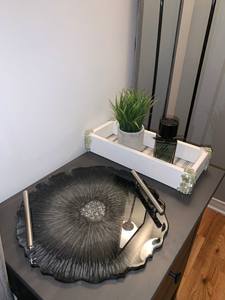 ถาดเสิร์ฟกาแฟทำจากเรซินตกแต่งทันสมัยสำหรับใช้ในห้องน้ำหรือใช้ในห้องน้ำพร้อมเกลียวหมุนและเส้นสะอาด - Product Image 5