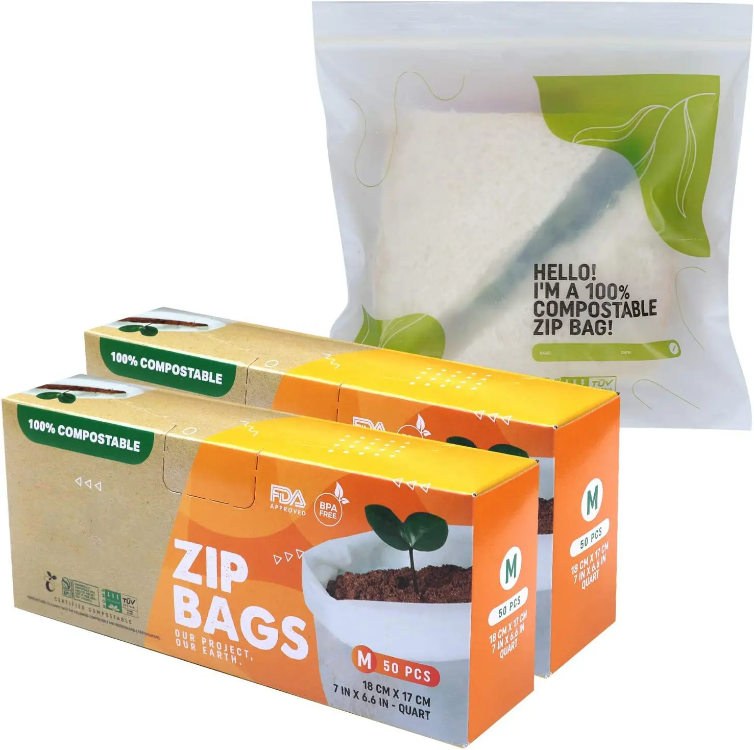 カスタムロゴ生分解性スナック食品堆肥化可能なパッキングジッパーバッグスタンドアップポーチバッグ