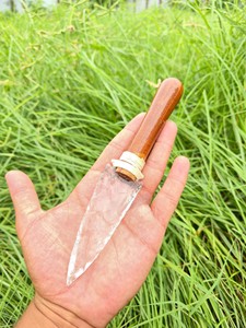 Compra hermoso cuchillo de hoja de cristal con mango de madera decoración de altar metafísico - Product Image 6